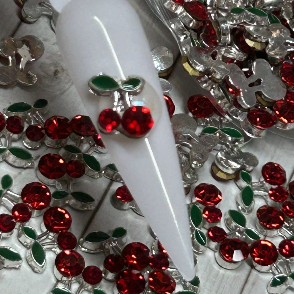 50 Red Cherry Nail Art Charms